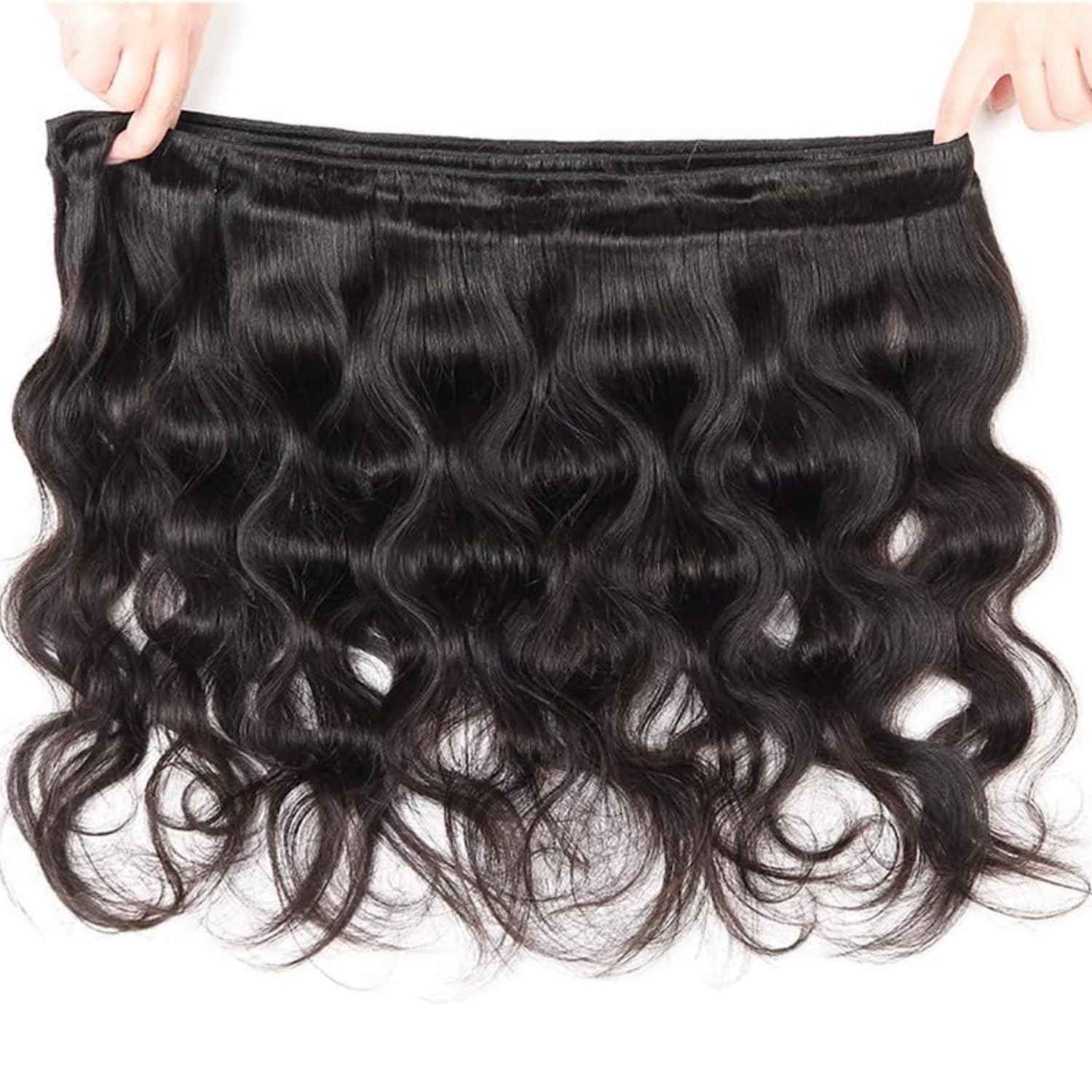 12A Human Hair Bundles 14 16 18 Inch Body Wave Bundles Human Hair Unprocessed Brazilian Virgin Hair 3 Bundles Weave Extensions Real Human Hair Natural Black Color Bundle