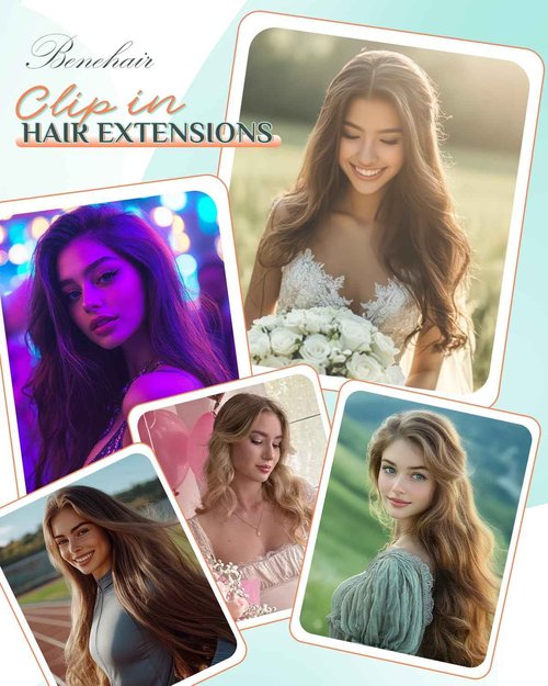 Benehair Clip in Hair Extensions Real Human Hair 22inch Double Weft Natural Black Hair Extensions Clip in Human Hair Invisible Lace Weft Straight Hair Extensions Clip ins 7pcs with 16 Clips 130g #1B