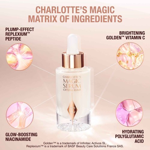 Charlotte Tilbury Magic Face Serum Crystal Elixir - Firming Peptide Serum for Face & Neck - Enriched with Plant Adaptogen Extracts to Help Boost Skin's Barrier Function & Moisture Retention (30ml)
