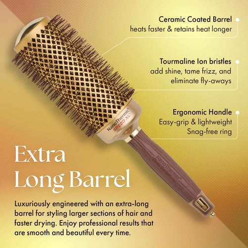 Olivia Garden NanoThermic Ceramic + Ion Speed XL Round Thermal Hair Brush - Not Electrical - Professional Blowout Brush for Normal to Thick Hair - NTXL-BOX01: XL54, XL44, XL34, XL24