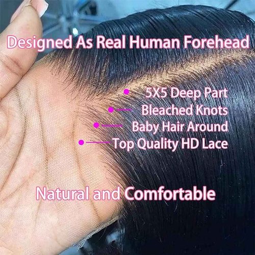Daules 5x5 Deep Wave HD Lace Closure Wigs Human Hair 5x5 Curly Closure Wig for Women 180% Density Pre Plucked with Baby Hair Glueless Deep Wave Wig Super Soft 20 inch
