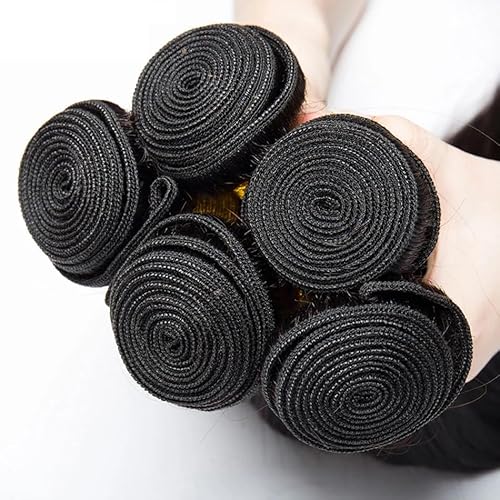 Straight Human Hair Bundles 100% Unprocessed Brazilian 4 Bundles 18 20 22 24 Inch Double Weft Weave Natural Black