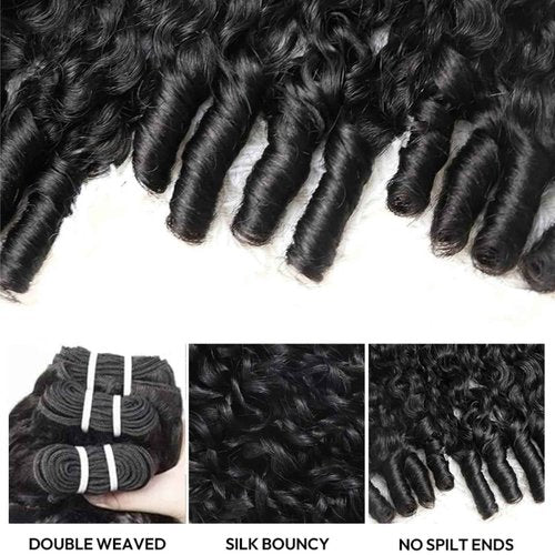 Burmese Curly Bundles Human Hair 3 Bundles Brazilian Virgin Remy Hair Wet and Wavy Quick Weave for Women Water Wave with Spiral Curly End 100% Unprocessed Hair Extensions Natural Black 18 20 22 Inch