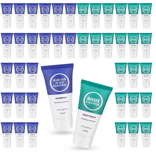 Travel Size Shampoo and Body Wash Set, Small Trial Hair Shampoo Sample Shower Gel Kit Mini Toiletries Amenities Set for Men and Women, Cleansing for Hotel/Vacation/Homeless 0.7 oz/20 ml (200 Pack)