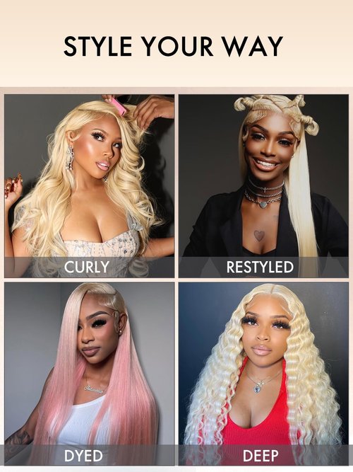 22 Inch 613 Lace Front Wig Human Hair 200% Density Blonde Wig Human Hair 613 Straight 13x6 HD Transparent Lace Front Wigs Human Hair Pre Plucked Glueless human hair wig for Women