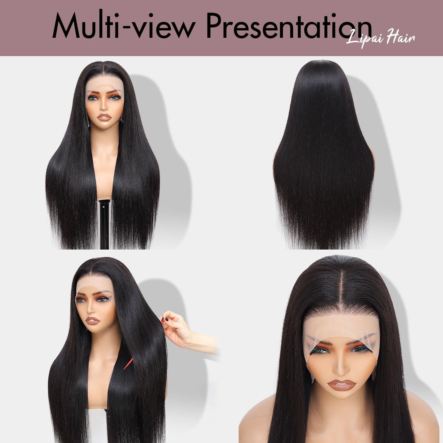 13x4 HD Lace Front Wigs Human Hair Straight Wigs for Black Women - 220% Density, Pre-Plucked Natural Hairline & Glueless Design for Effortless Style, 22 Inch