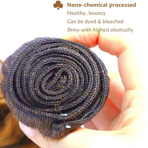 Fabimiya Human Hair Bundles 22 24 26 Inch Light Brown P27/30 Deep Wave Bundles Human Hair 100% Unprocessed Soft Sewn In Hair with Double Weft for Black Women