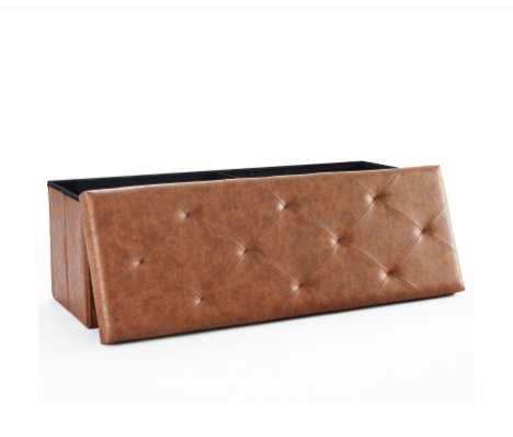 Foldable Storage Ottoman Bench 43in, Foot Rest Stool, Synthetic