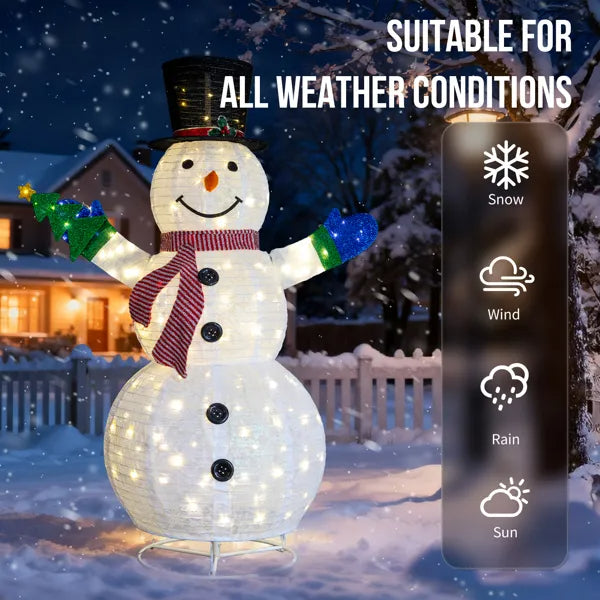 5.7FT Lighted Snowman with Tree - Christmas Outdoor Decor