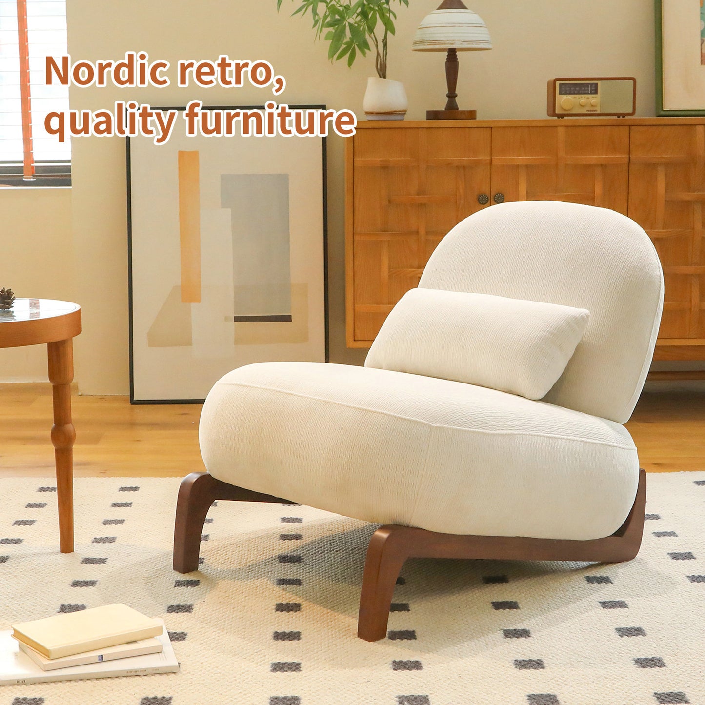 Cozy White Accent Chair with Solid Wood Legs - Set of 2