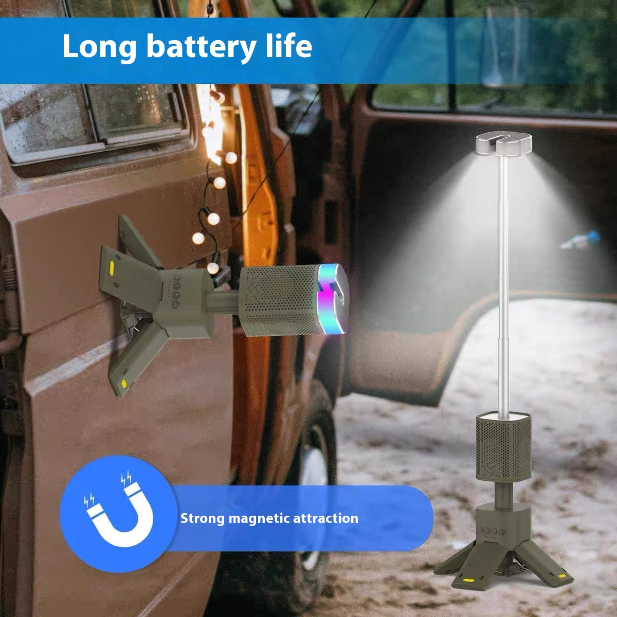 Outdoor Bluetooth Speaker with LED Atmosphere Lighting - Weatherproof, Portable, Wireless
