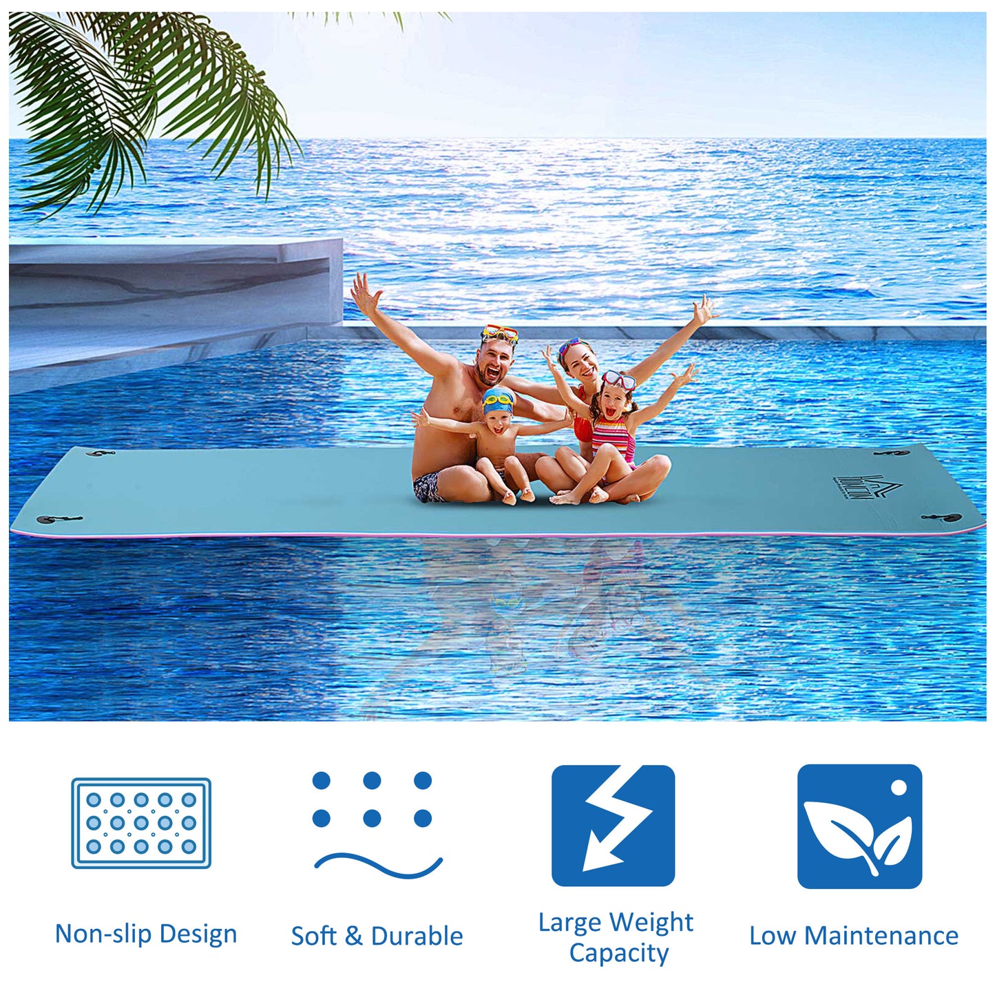 Floating Water Mat - 17x5 Super-Sized Foam Raft for Pool & Beach