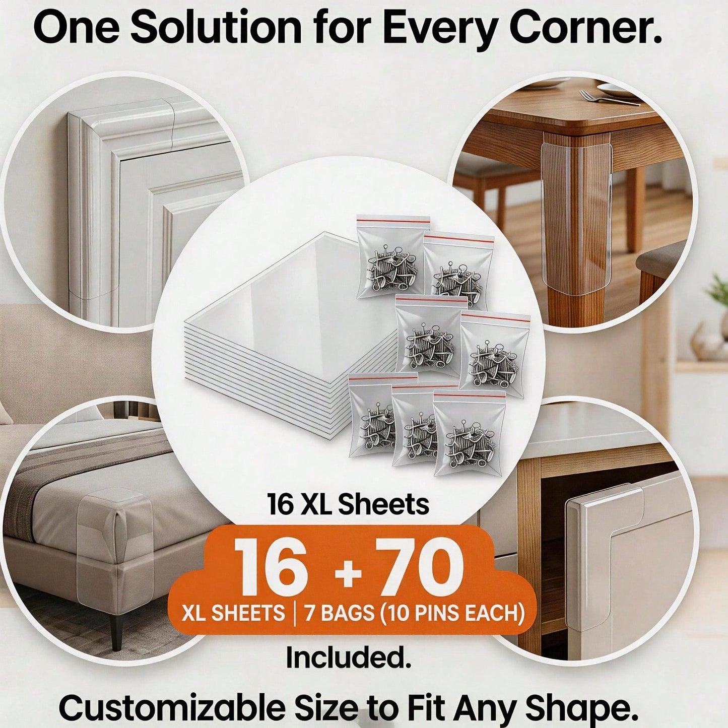 Cat Scratch Furniture Protector Set - Clear Anti-Scratch Sheets for Sofa, Door, Bed, Table, Cabinet