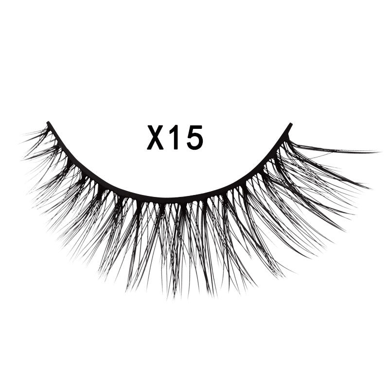 3D Mink Hair False Eyelashes 3 Pairs - Natural Cross Style, Handmade