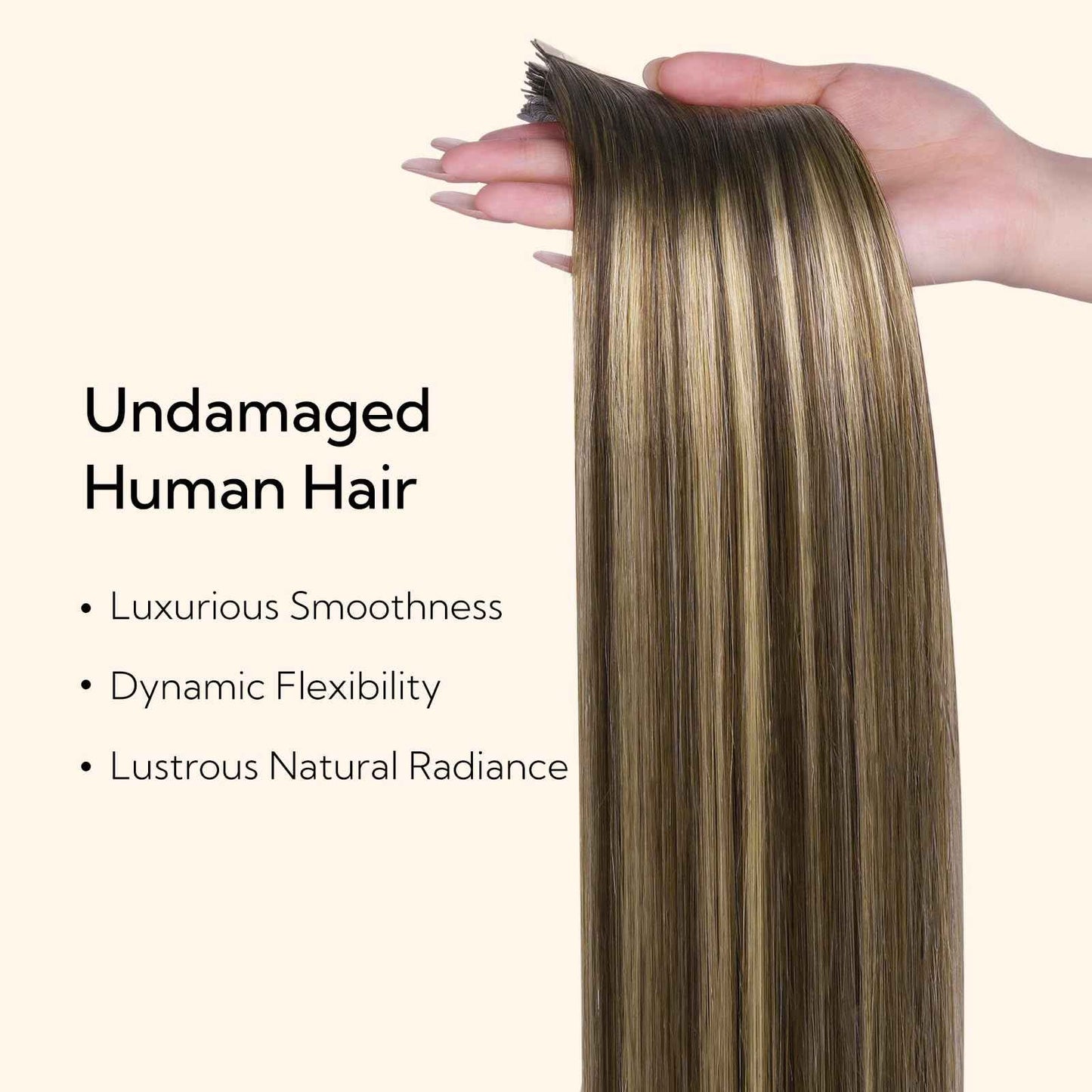 HOTBANANA Wide Tape in Hair Extensions Human Hair, DIY Cut Tape in weft hair extensions，20inch 100g 20pcs Chocolate Brown Mixed Caramel Blonde Balayage Straight Style