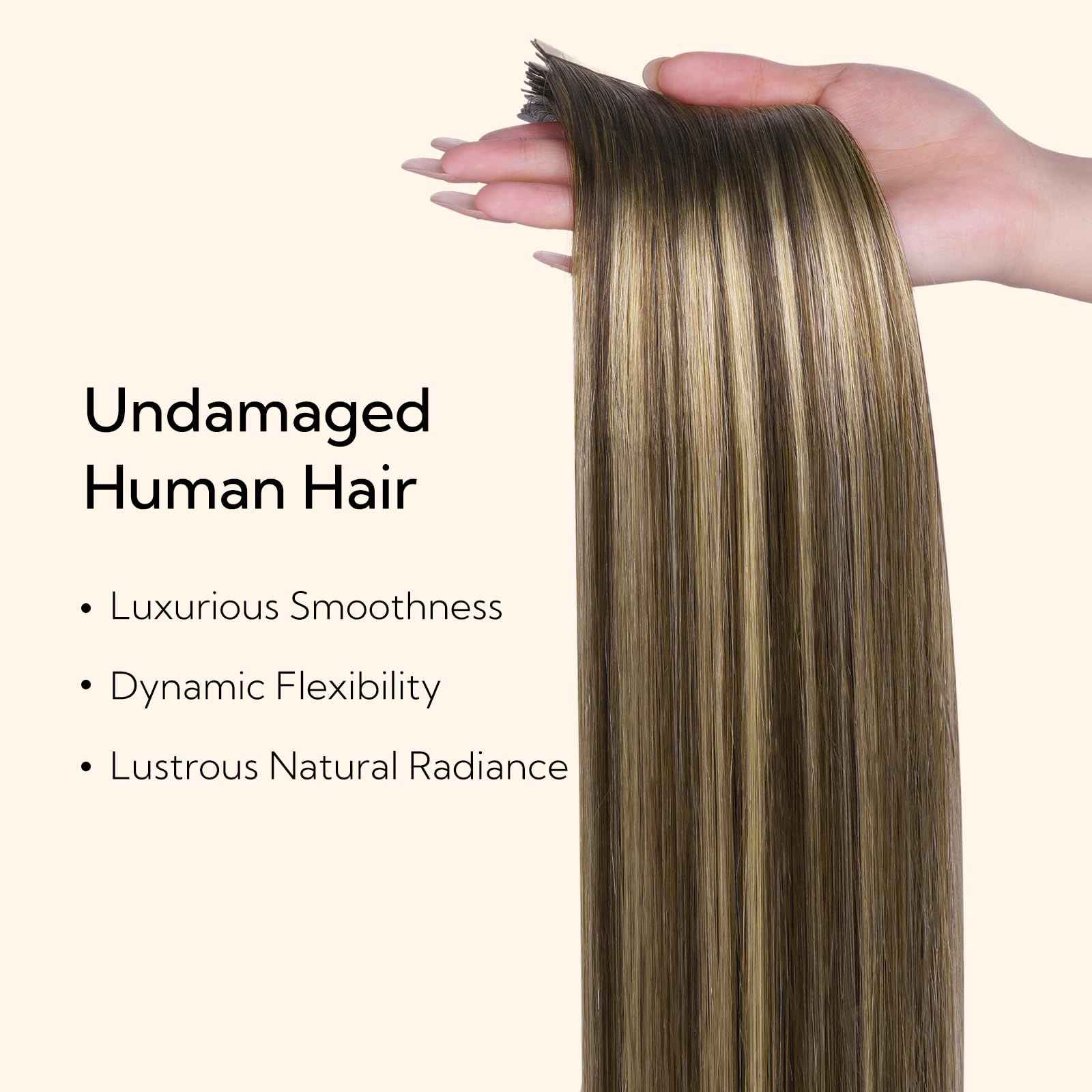HOTBANANA Wide Tape in Hair Extensions Human Hair, DIY Cut Tape in weft hair extensions，20inch 100g 20pcs Chocolate Brown Mixed Caramel Blonde Balayage Straight Style
