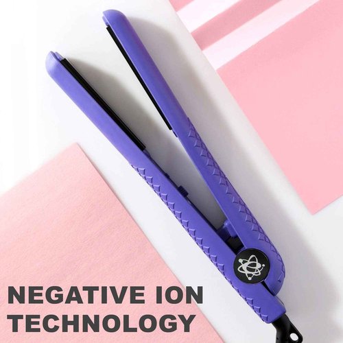 Evalectric Classic Styler Ceramic Flat Iron - 1.25" Ceramic Flat Iron with Floating Plates - Dual Voltage Hair Straightener - Negative Ion Technology - Travel Friendly - Deep Purple