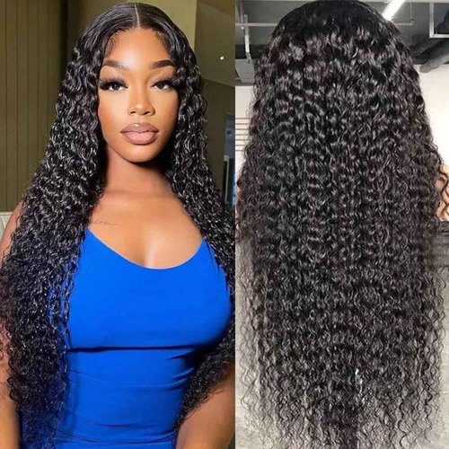 Brazilian Virgin 24 Inch 5x5 HD Lace Closure Deep Wave Wig - Human Hair, Glueless, Pre-Plucked, Deep Curly, 180% Density