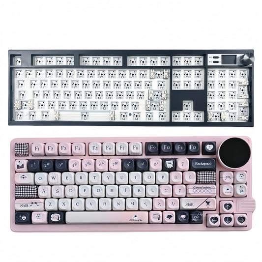 ZMX GMK104 Full Size Mechanical Keyboard Kit with Black Pink MOA Profile Keycaps Set