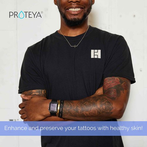 Proteya Tattoo Daily Moisturizing Lotion | Hydrating Daily Tattoo Care w/Niacinamide and Hyaluronic Acid to Enhance and Preserve Your Tattoos, 12 oz (3 Pack)