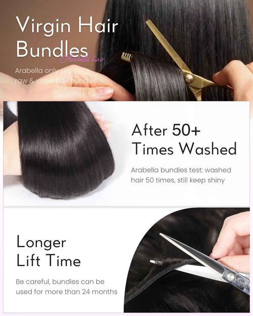 Arabella 3 Body Wave Bundles Human Hair 16 18 20 Inch Natural Black Bundles 100% Unprocessed Brazilian Virgin 10A Weave Sew in Double Weft Human Hair Bundles