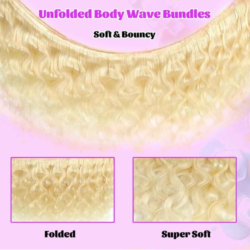 613 Bundles Blonde Bundles Human Hair Body Wave 16 18 20 Inch 100% Unprocessed 12A Grade Brazilian Virgin Hair 613 Body Wave Bundle Human Hair Extensions for Women