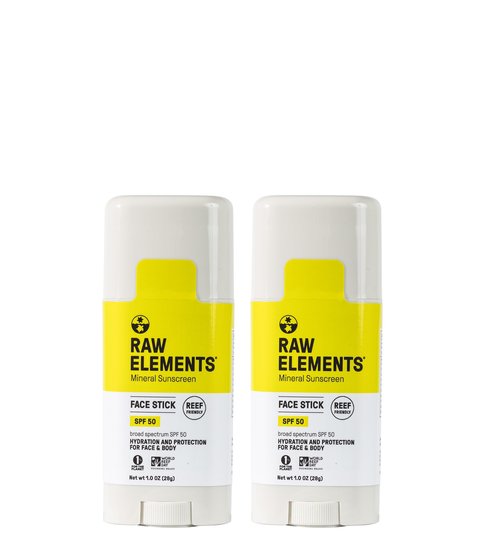 Raw Elements Face Stick SPF 50 All-Natural Mineral Sunscreen - Reef Safe, Water Resistant, Broad Spectrum UVA/UVB Protection, Safe For All Ages, Travel Size 1 oz 2PK