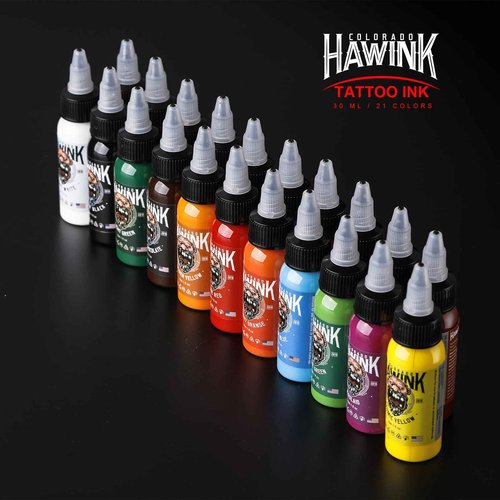 Hawink Tattoo Ink Color Set 1 oz (30ml) 21 Colors Pigment Kit Tattoo Supplies TI203-30-21