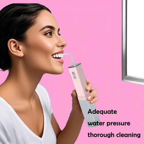 Cordless Water Flosser & Toothbrush Combo.Pink.Portable Dental Oral Irrigator. 4 Nozzles, 2 Brushes Head,1 Travel Case.IPX7 Waterproof.2 in 1 Cleaning Kit. Powerful Water Pump, Adjustable Max1400 PPM