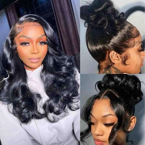 Umeiw 360 Body Wave Full Lace Front Wigs Human Hair Pre Plucked With Baby Hair 200 Density 360 HD Transparent Lace Front Wigs For Black Women Natural Color 22 inch