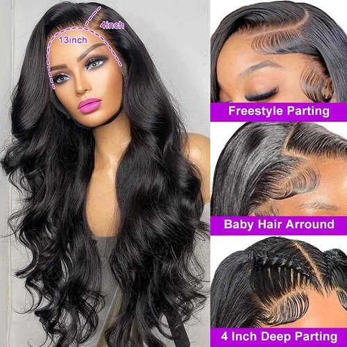 Nognut 13x4 Lace Front Wigs Human Hair Body Wave Frontal Wig 180% Density Glueless Wigs Human Hair Pre Plucked Human Hair Wigs for Women Body Wave Lace Front Wigs 32 Inch