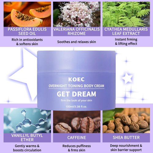 Overnight Toning Whip, Body Firming Cream for Cellulite & Loose Skin - Tightening Cream for Stomach Thighs Butt, Post-Weight Loss Treatment with Caffeine & Retinol | Fast-Acting & Non-Greasy (02)