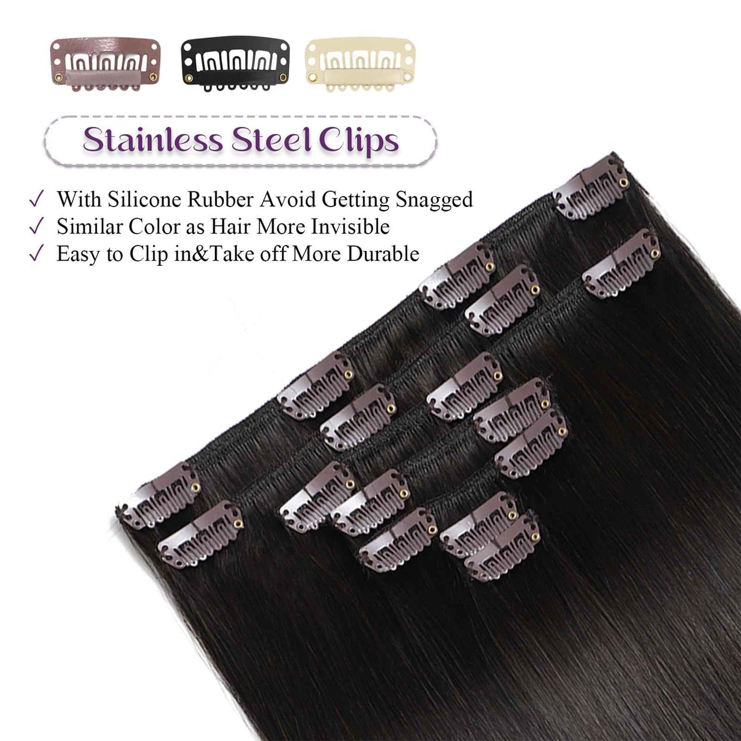 Human Hair Clip in Extensions #2 Dark Brown Clip in Hair Extensions Real Human Hair Straight Clip ins Extensions for Women 18 Inch 85g 7Pcs Easy to Styling