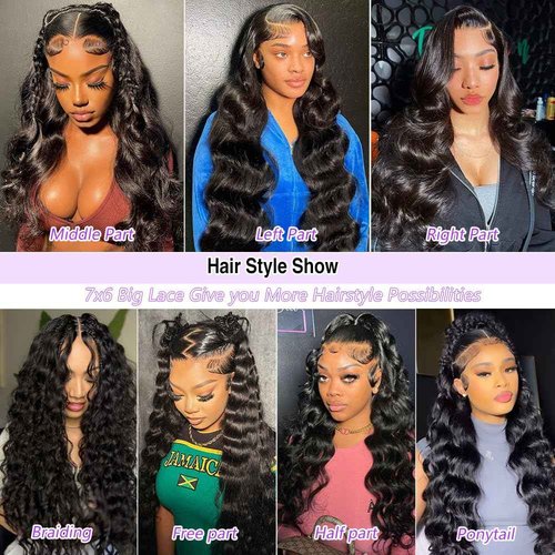 Tahikie 7x6 Body Wave Glueless Wigs Human Hair Pre Plucked Pre Cut 250% Density Drawstring Wig Human hair 7x6 HD Lace Front Wigs Human Hair for Black Women Pre Everything Ready to Go Wig 16inch