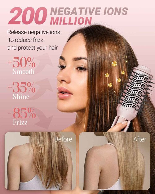 IBAYS Hair Dryer Brush 6 in 1 Professional Hot Air Styler, 110,000 RPM High-Speed Negative Ionic Hair Dryer, Auto Wrap Curler Frizz-Free Airwrap for Curling Volumizing Straightening Styling Pink