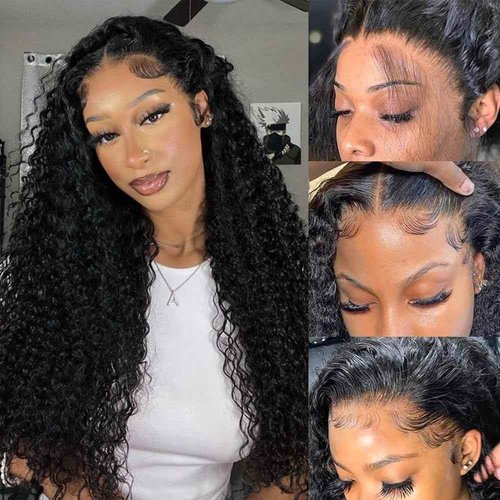FMGBKCOT 20 Inch Deep Wave Lace Front Wigs Human Hair 13x6 HD Lace Front Wigs Human Hair Deep Wave Wig Glueless Wigs Pre Plucked Deep Curly Wig for Women