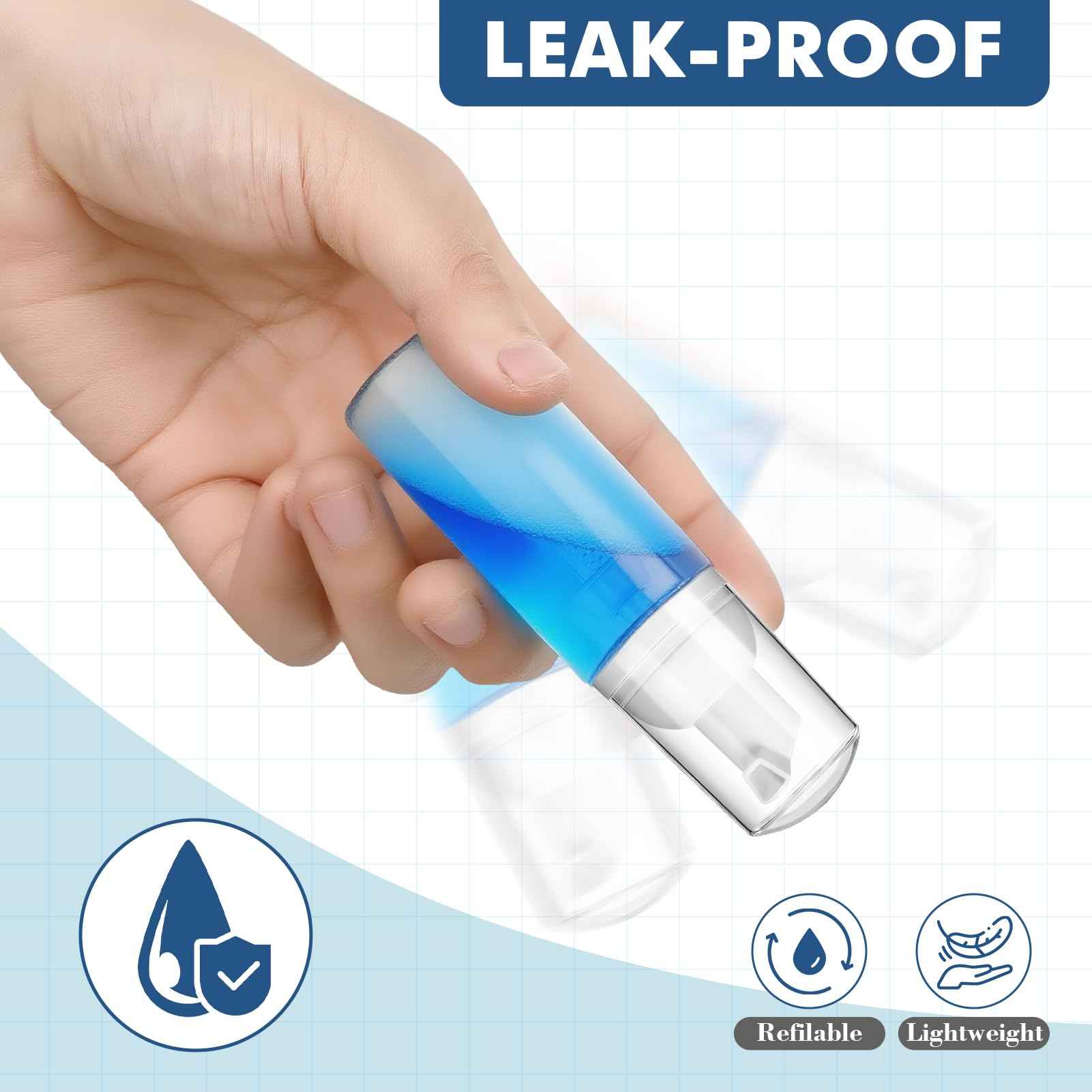 100 Pcs 2 oz Plastic Foam Pump Bottle Refillable 60ml Travel Mousse Foaming Soap Dispenser Mini Eyelash Cleaning Foam Bottle Dispenser for Face Wash Lash Shampoo Skin Care