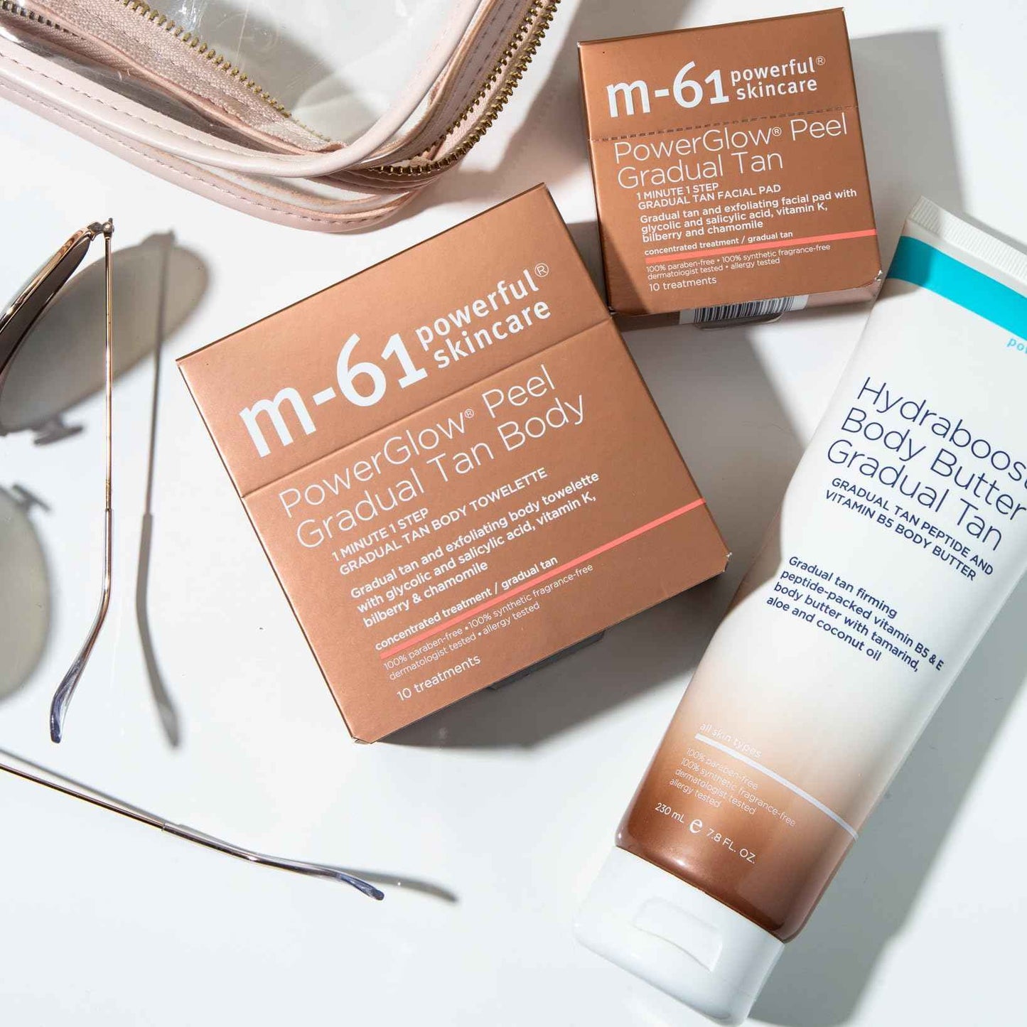 m-61 PowerGlow Peel Gradual Tan for Body | 1-Minute, 1-Step Exfoliating Body Peel To Build A Streak-Free Radiant Glow. With Glycolic and Salicylic Acid. Dermatologist & Allergy Tested - 10 Treatments
