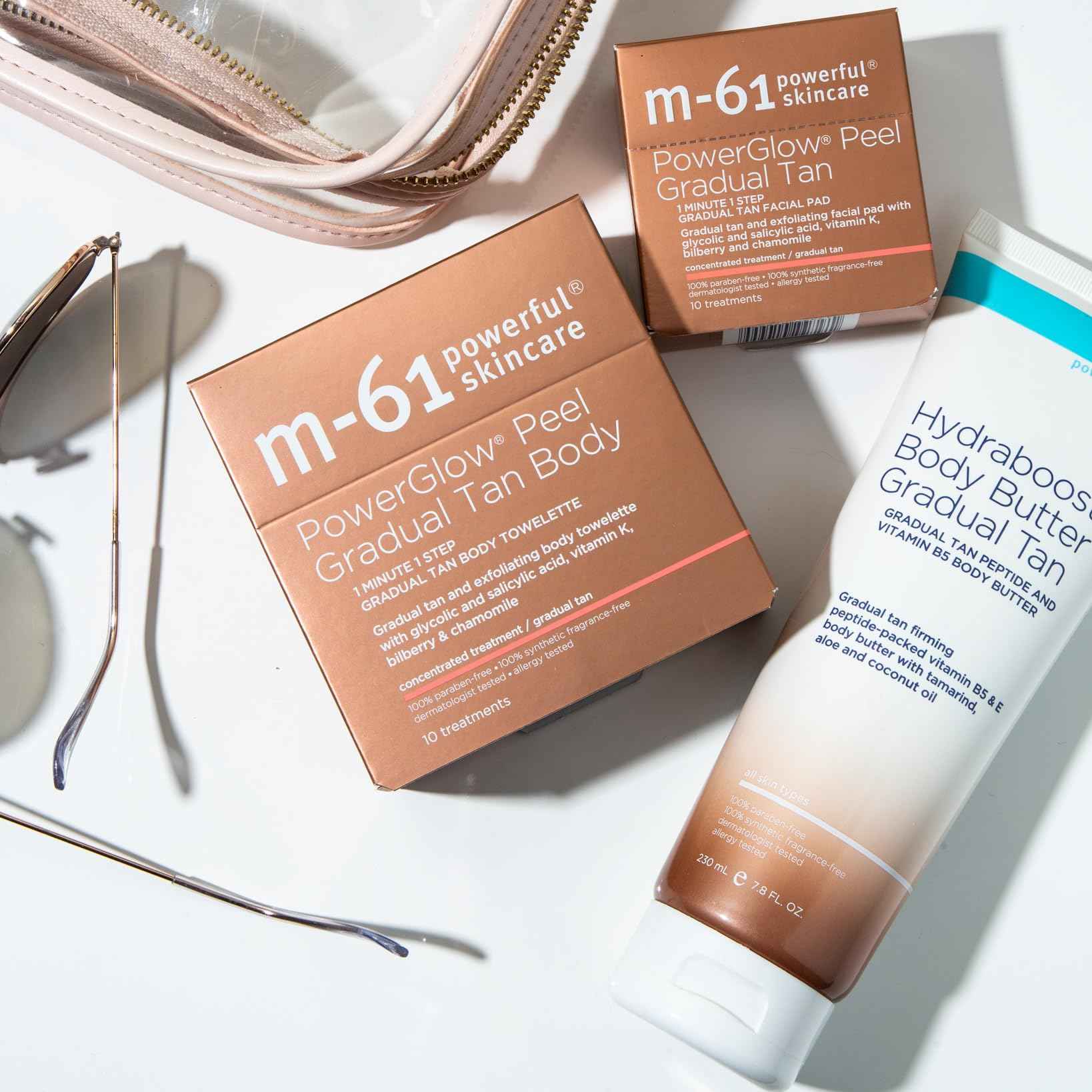 m-61 PowerGlow Peel Gradual Tan for Body | 1-Minute, 1-Step Exfoliating Body Peel To Build A Streak-Free Radiant Glow. With Glycolic and Salicylic Acid. Dermatologist & Allergy Tested - 10 Treatments