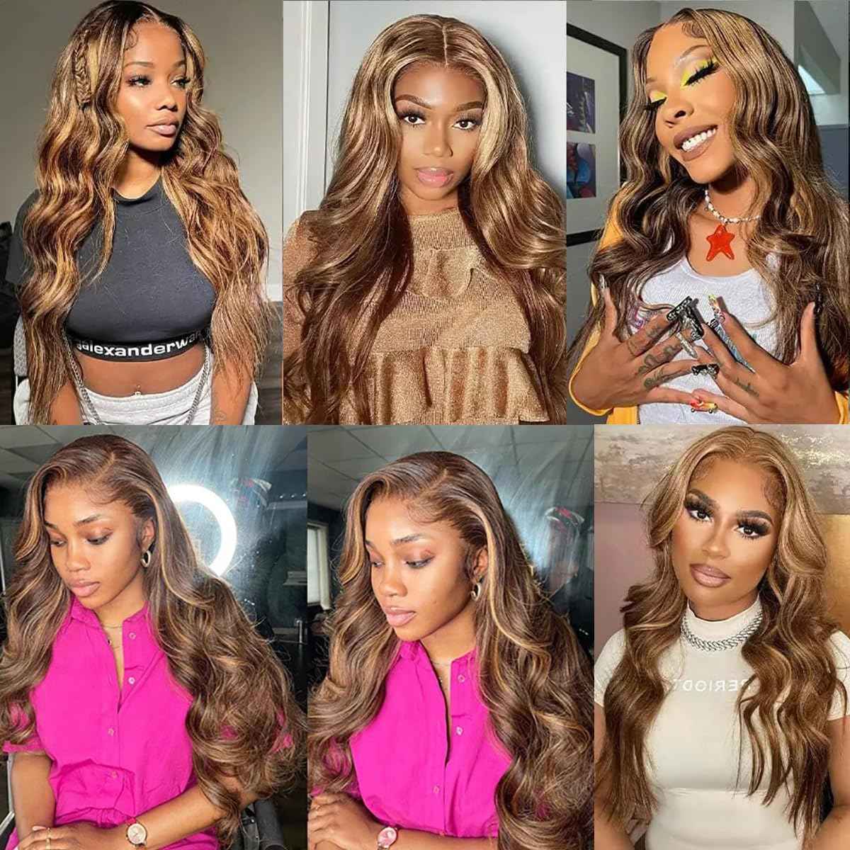 Highlight Ombre Lace Front Wigs Human Hair 28 Inch 13X4 Body Wave Honey Blonde HD Lace Front Wigs Human Hair Pre Plucked with Baby Hair 180% Density 4/27 Balayage Glueless Wigs for Black Women