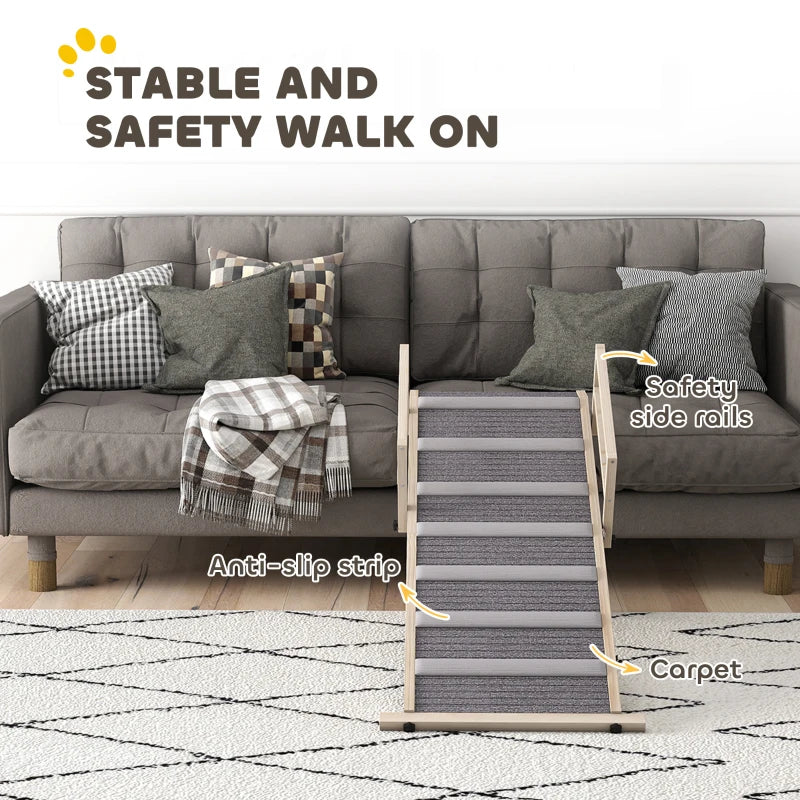 Adjustable Dog Ramp with Side Rails, Folding Pet Step for Small to Large Pets