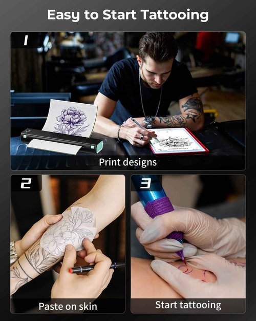 Itari M08F Wireless Tattoo Stencil-Printer - Tattoo Transfer Machine Thermal Copier with 10pcs Transfer Paper, Bluetooth Stencial Printer for Tattooing with a Case, Compatible with Smartphone & PC