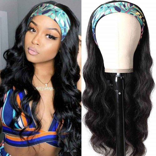 Sungirl Headband Wig Human Hair Body Wave Headband Wigs for Black Women 26 Inch None Lace Front Wig Wear and Go Glueless Machine Made Brazilian Virgin Body Wave Natural Color