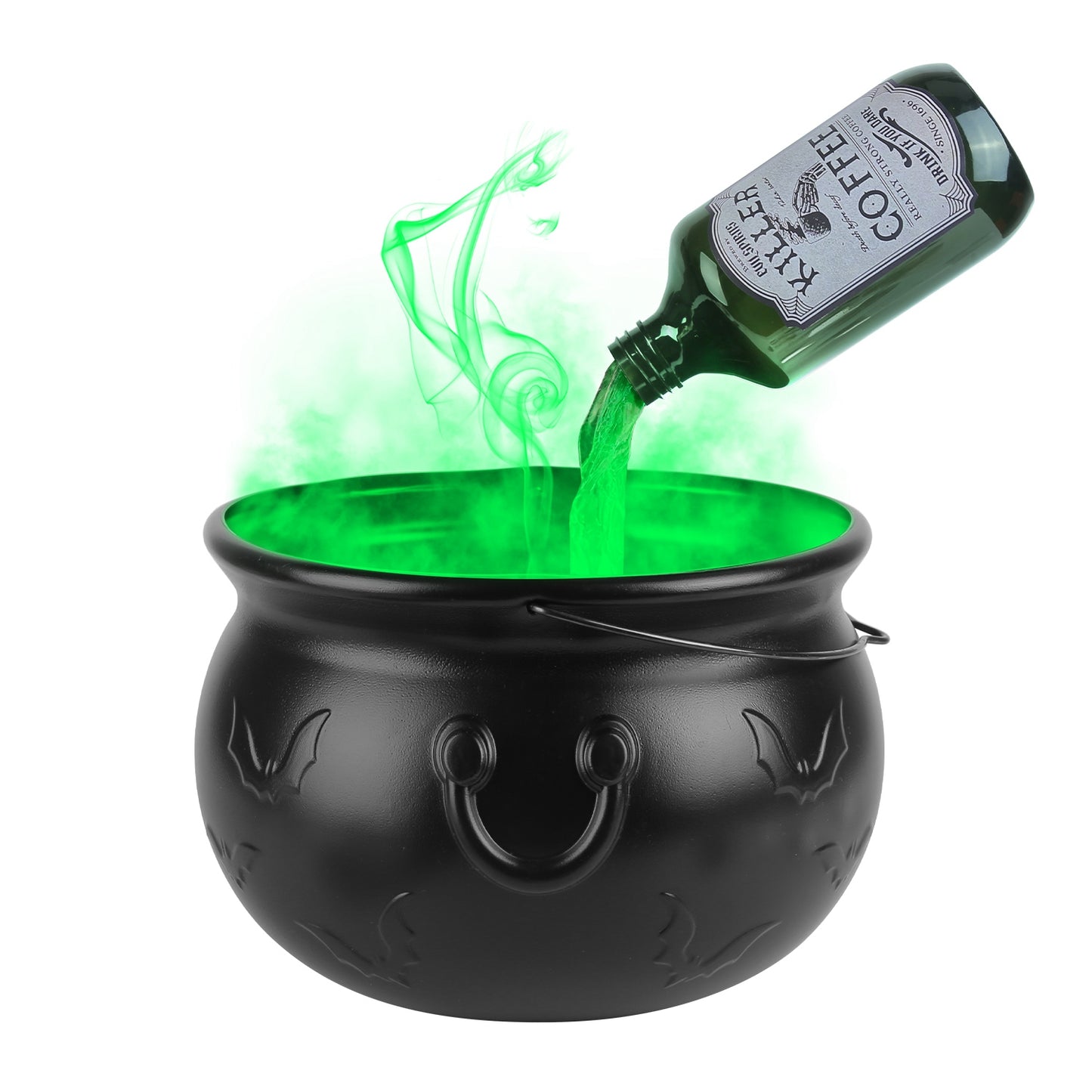 Halloween Floating Bottle Set with Cauldron & Green Mist