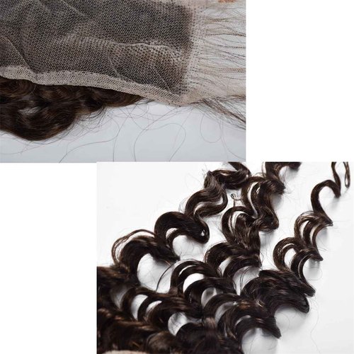 Brazilian Chocolate Brown 4# Deep Wave 2x6 Lace Closure - 100% Unprocessed Human Virgin Hair - Deep Curly - Chestnut Brown - 18inch