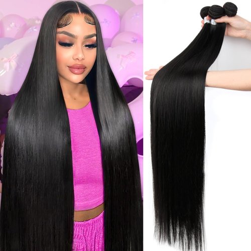 Human Hair Bundles Straight 3 Bundles Human Hair 20 22 24 Inch 100% Unprocessed 12A Brazilian Virgin Hair Weave Straight Human Hair Extensions