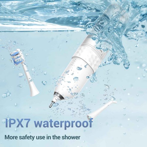 Upgraded 2-in-1 Electric Toothbrush with Water Flosser 2.0 – Ultrasonic Brushing with Built-in Water Outlet, 3+4 Modes with Point-Jet, Portable Oral Irrigator, IPX7 Waterproof, for Travel & Home