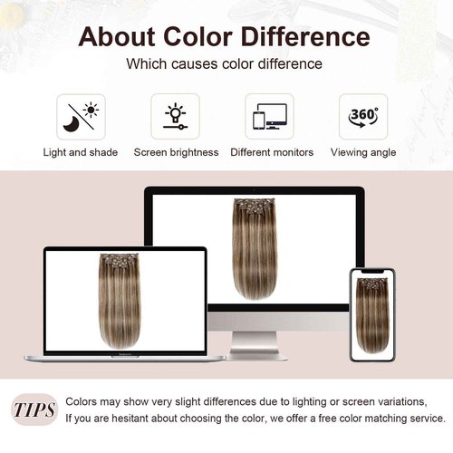 XDhair Clip In Hair Extensions Remy Human Hair Medium Brown #4 Mixed to Caramel Blonde #27 Clip In Real Hair Silk Stright 120g 6Pcs (#4P27,18Inch)