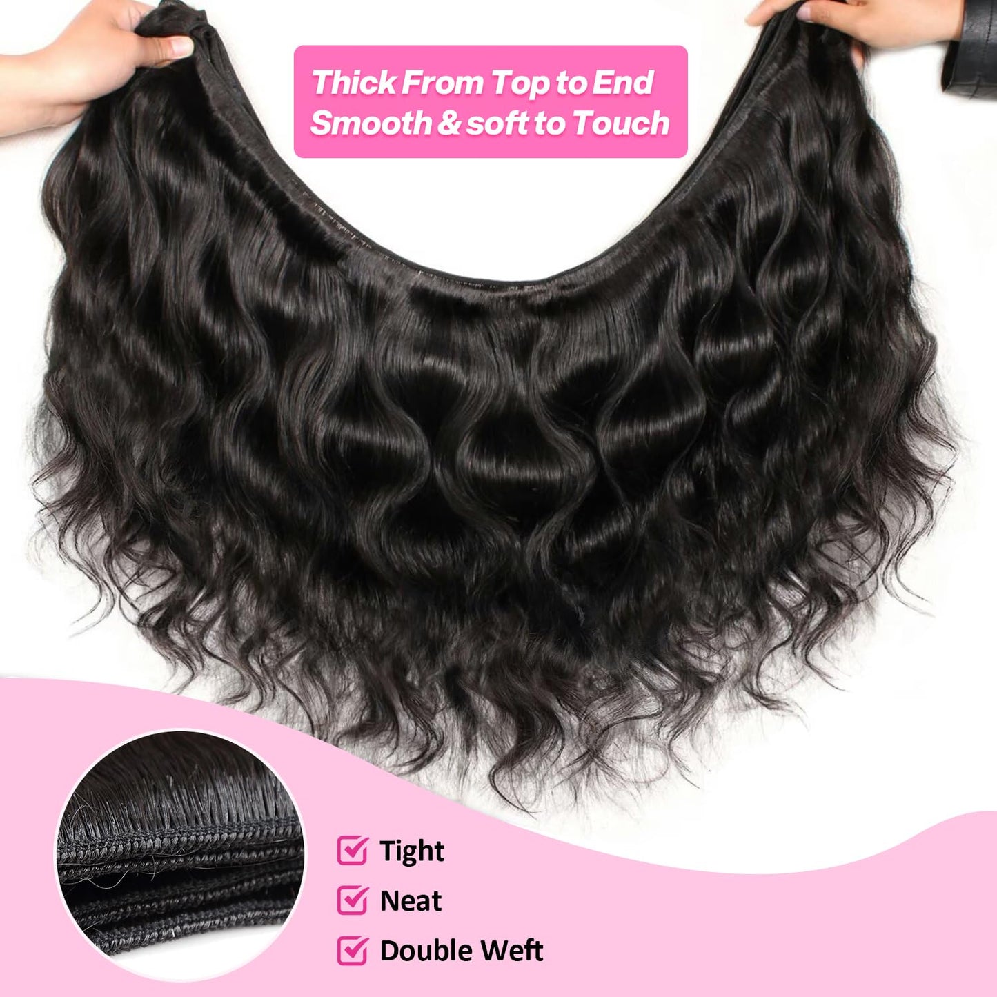 12A Human Hair Bundles 18 20 22 Inch 3 Bundles Human Hair Body Wave 100% Unprocessed Brazilian Virgin Hair Quick Weave Extensions Natural Black