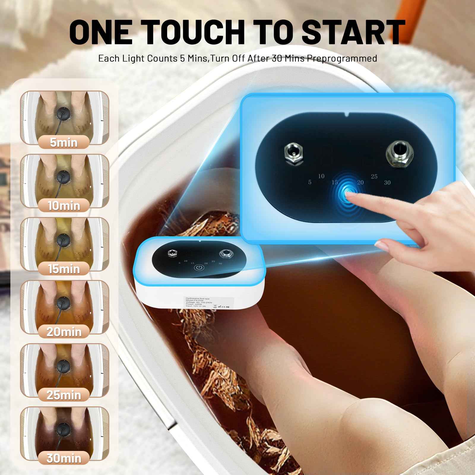 Ionic Foot Bath Detox Machine,Foot Detox Foot Bath Soak Tub with 2 Arrays,80 Disposable Foot Bath Liners,Detox Sea Salt,Folding Foot Spa Bucket,Home Salon-Level Foot Soaking Tub2